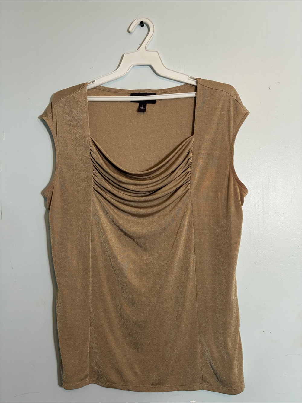 Dana Buchman Gold Sleeveless Draped Neck Blouse